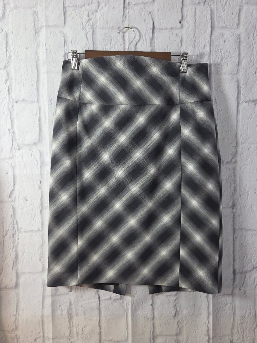 Express Size 10 Black Plaid Tartan High Waist Lined Knee Length Casual Skirt